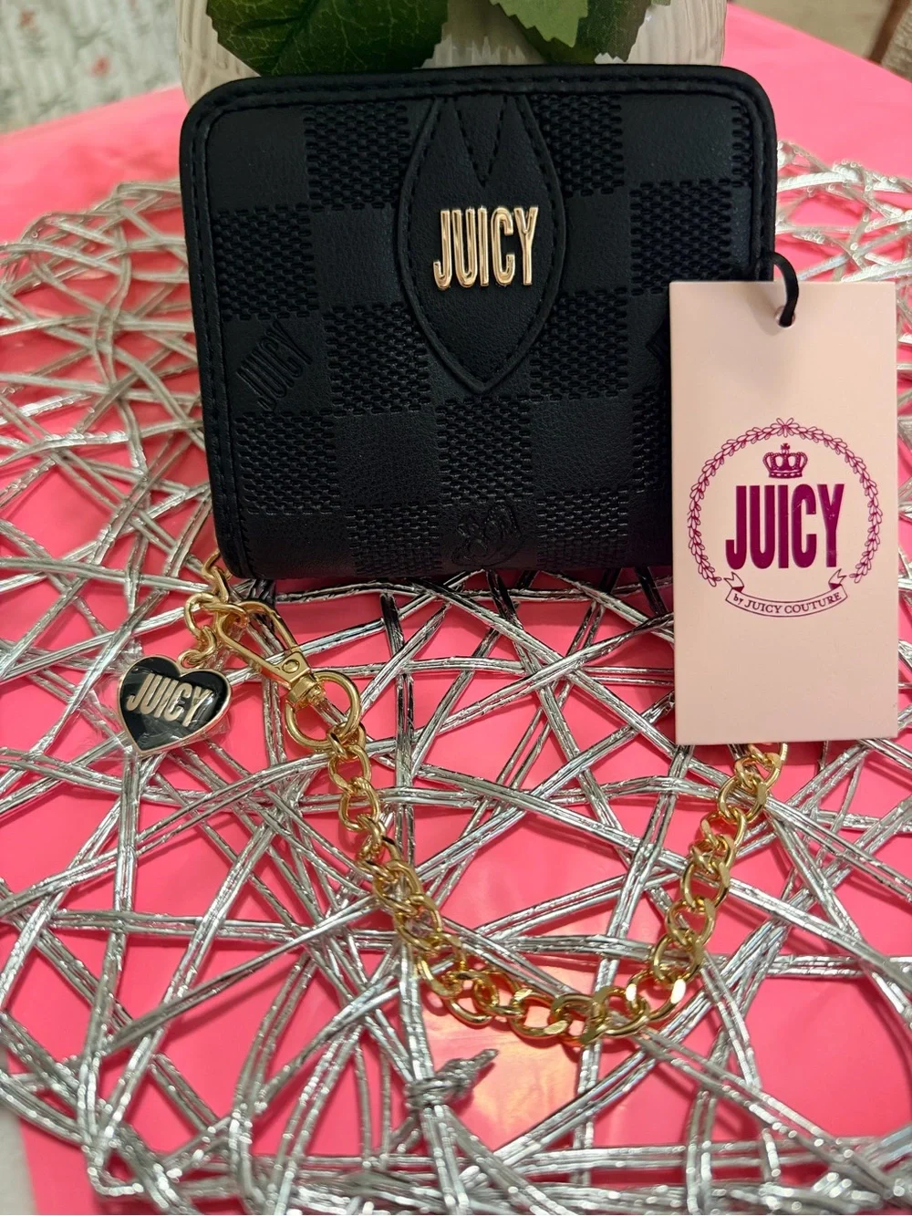 NWT: Juicy By Juicy Couture Checkmate Womens Zip Around Wallet